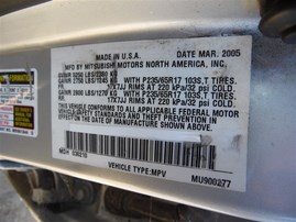 2005 MITSUBISHI ENDEAVOR LS SILVER 3.8 AT 4WD 203971